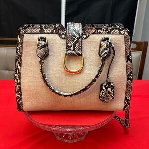 Lauren Ralph Lauren Elegant Kenton Snakeskin and Tan purse